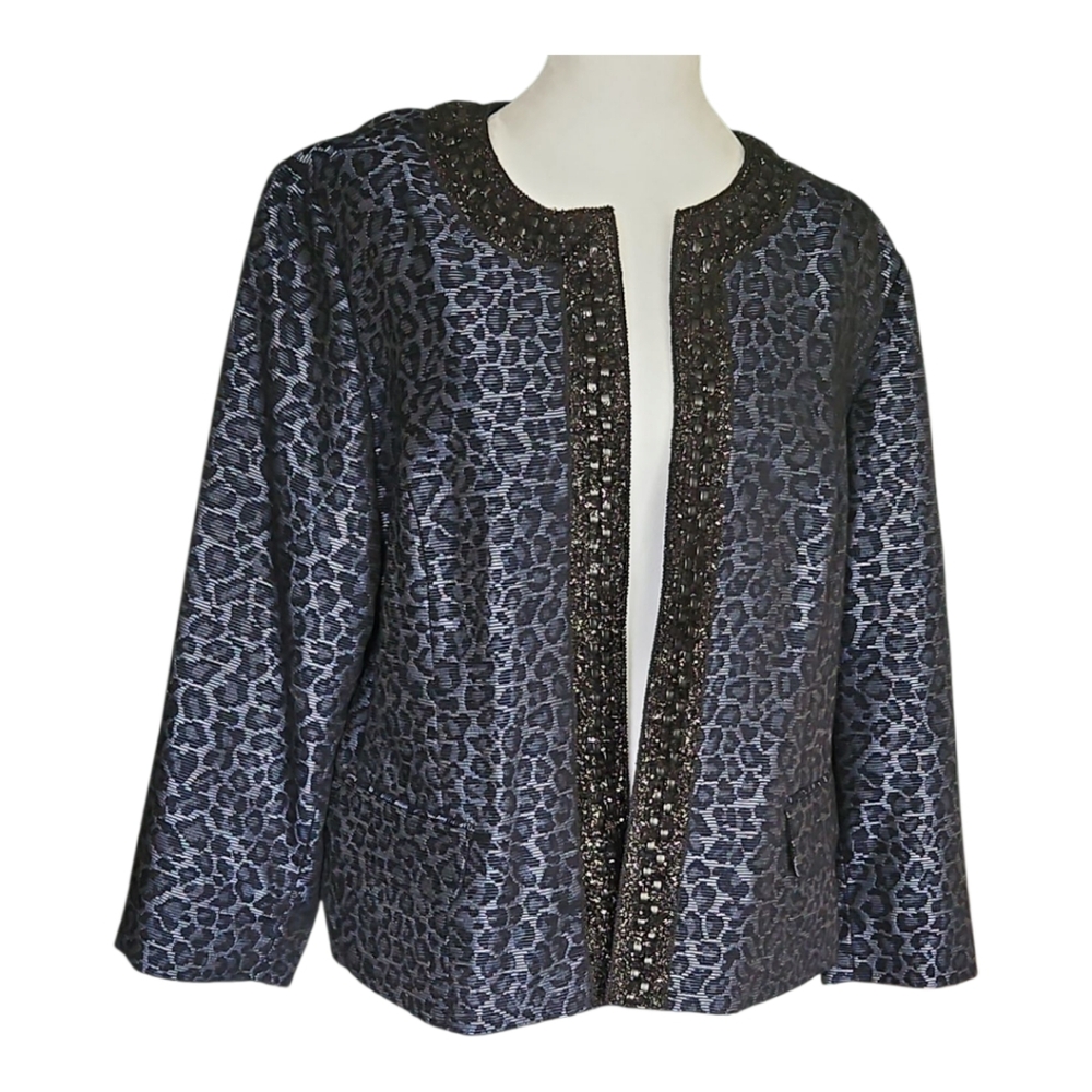 Chico's Animal Print Occasion Jacket with Beaded Trim - Picture 6 of 6